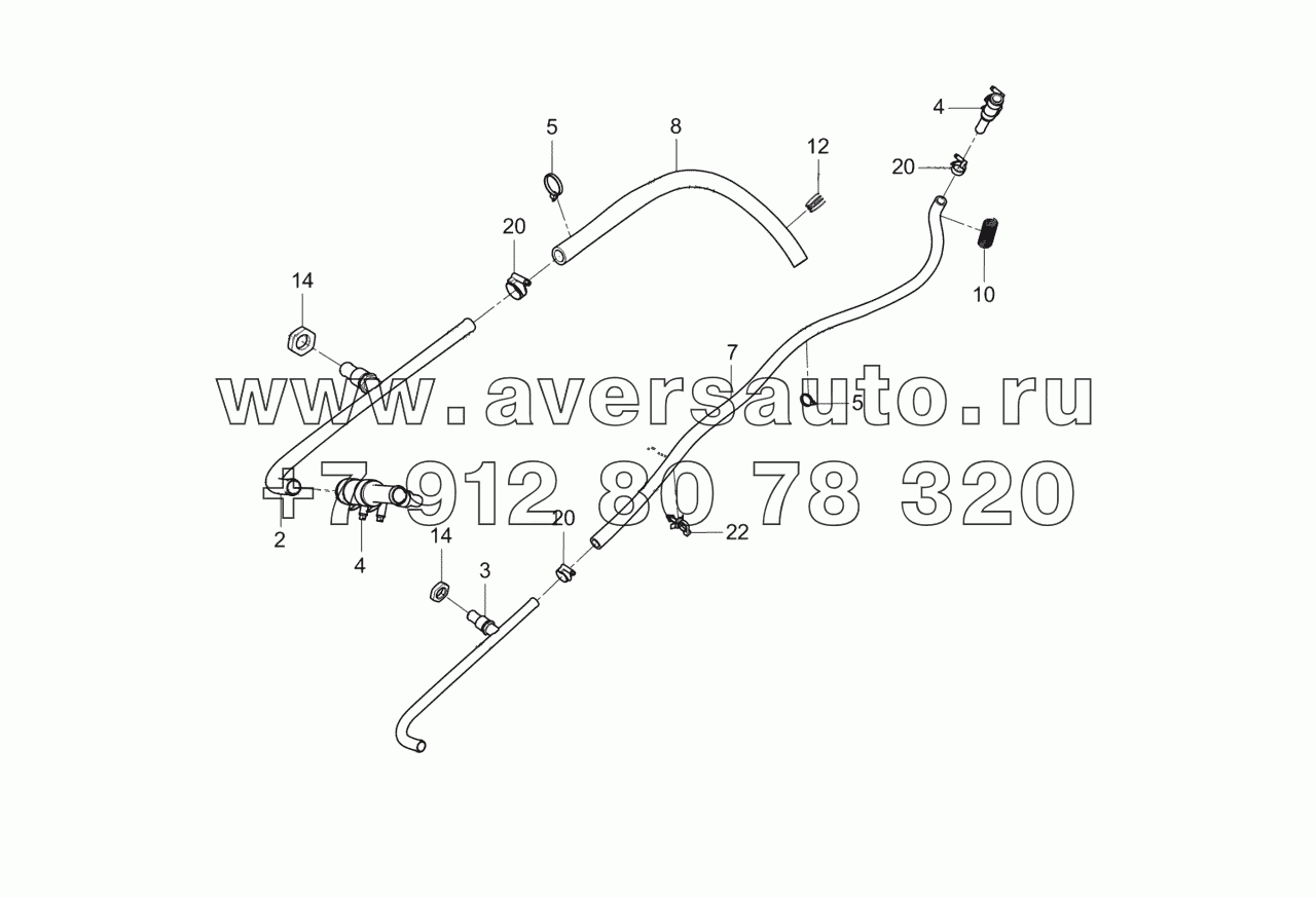  5308-1015007-10 Установка тройников системы подогрева двигателя