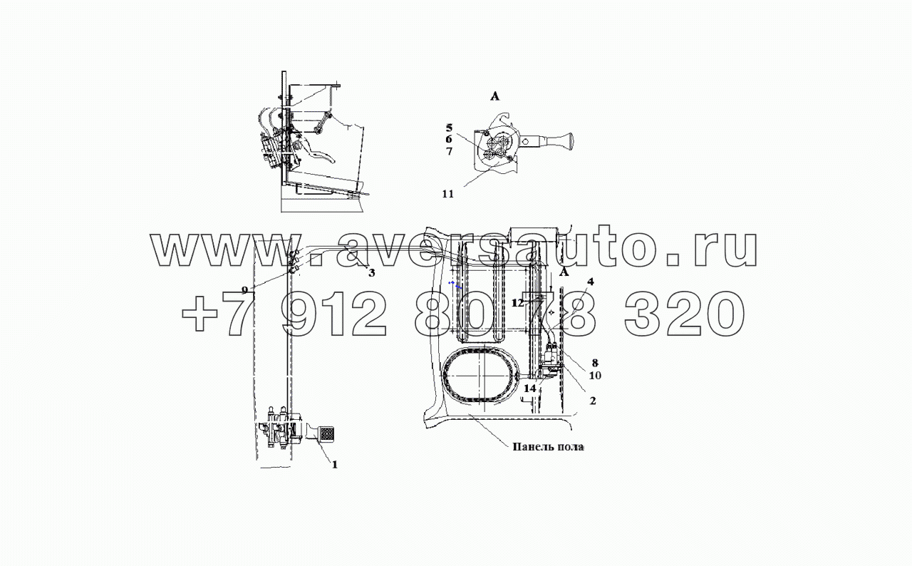  4308-3500080 Установка пневмопривода в кабине