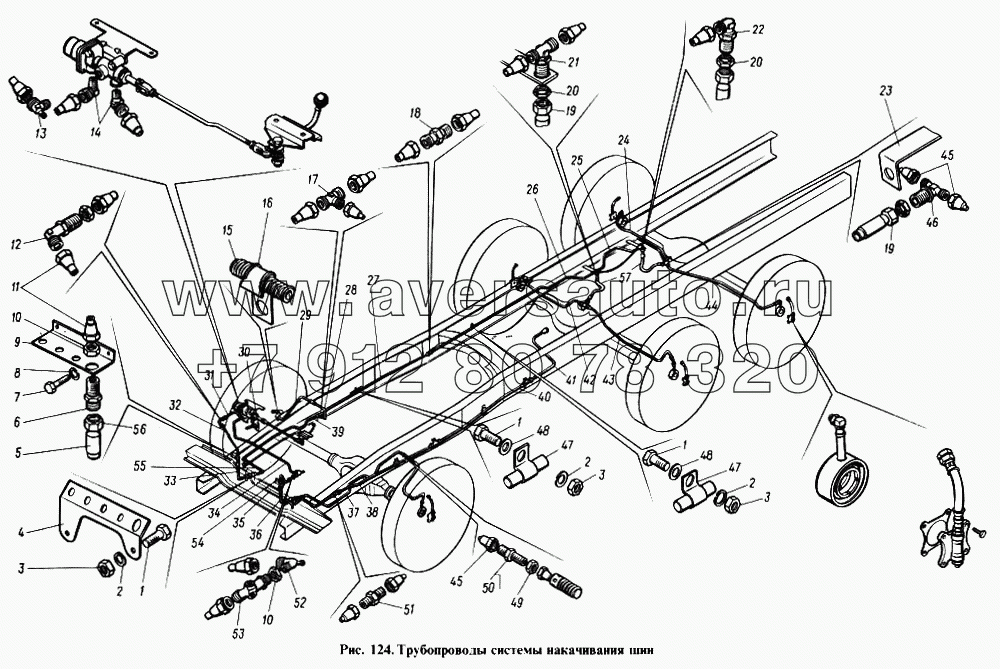 Трубопроводы системы накачивания шин