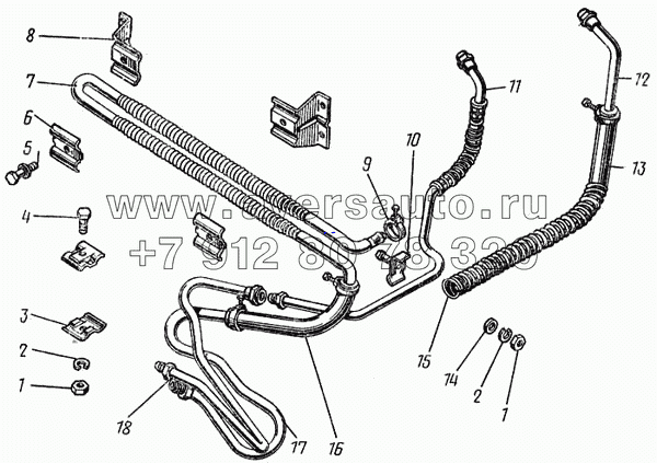 Трубопроводы и радиатор масляный гидроусилителя руля