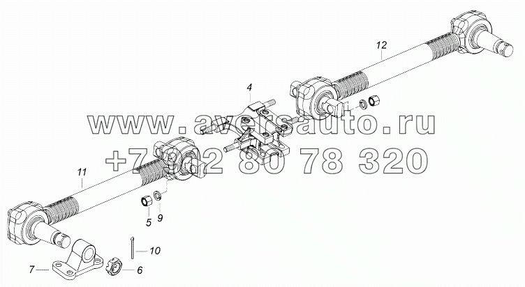 4310-2919080 Штанги реактивные с кронштейном и рычагами