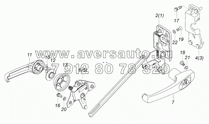 5320-6105011 Установка замков и ручек двери левая