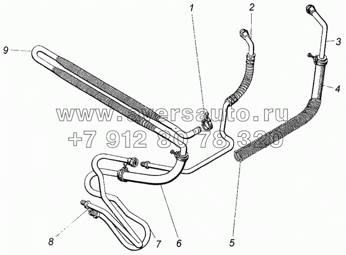 Трубопроводы и радиатор масляный гидроусилителя руля