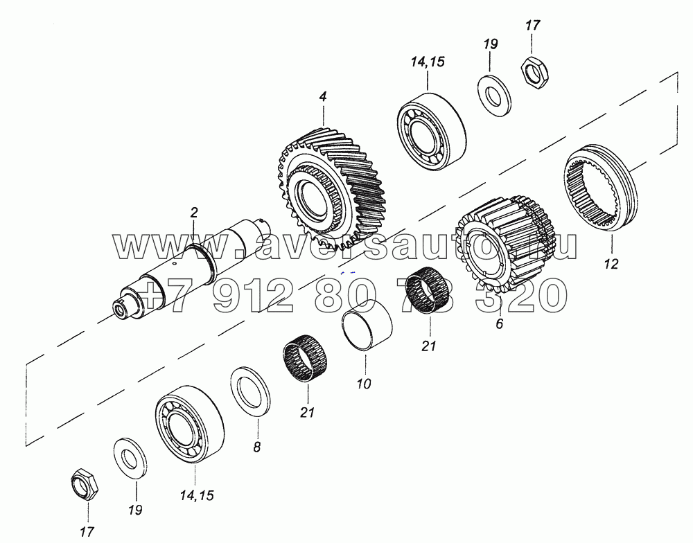 65111-1802084-10 Вал промежуточный раздаточной коробки