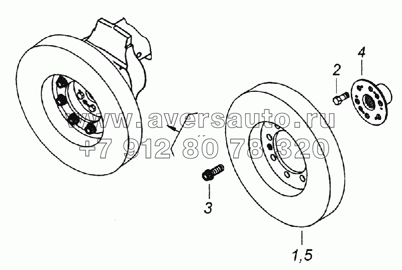 740.13-1005059 Установка гасителя крутильных колебаний и полумуфты отбора мощности