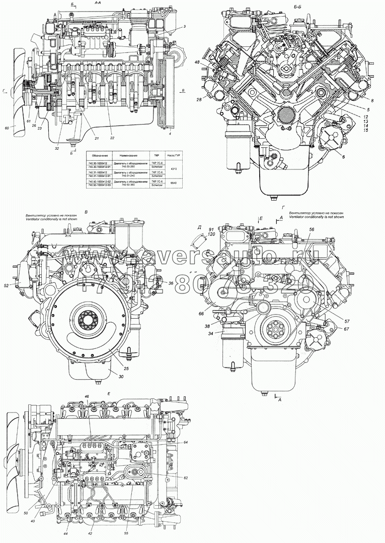 740.50-1000412-02 Двигатель 740.50-360 с оборудованием