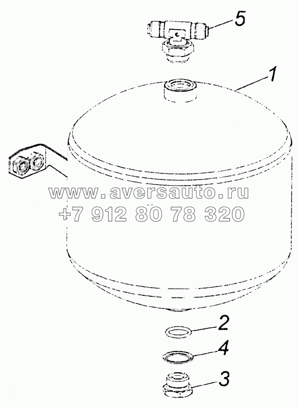 5308-3513005 Ресивер малый в сборе с фитингами