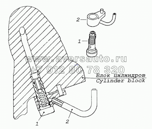 Установка форсунки охлаждения поршня