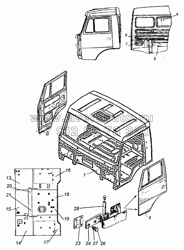 43114-5000014-83 Кабина с дверями окрашенная