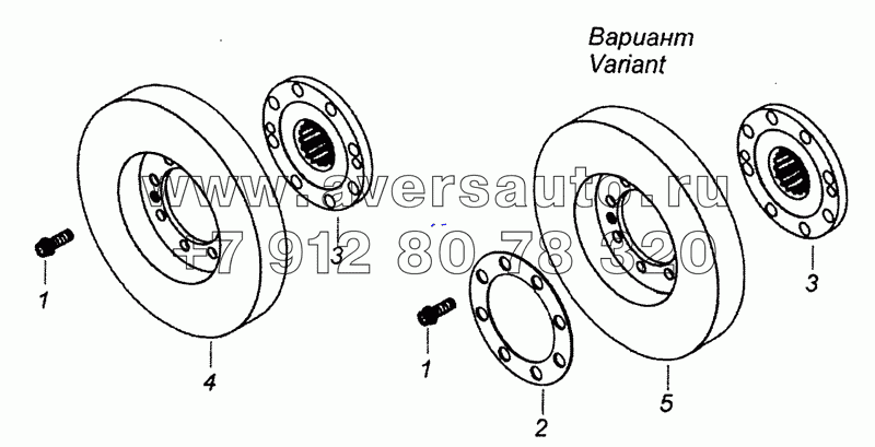 740.21-1005059-10 Установка гасителя крутильных колебаний и полумуфты отбора мощности