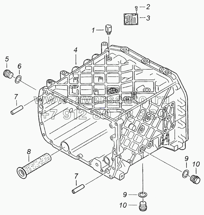 Картер коробки передач с пробками