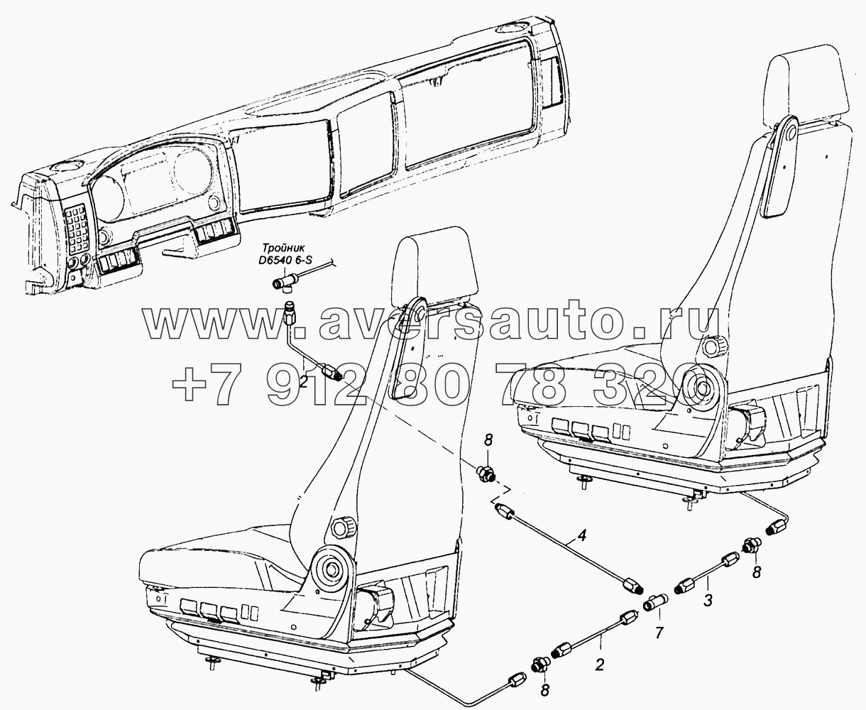 6460-6800900-02 Схема подключения пневмосистемы сидений