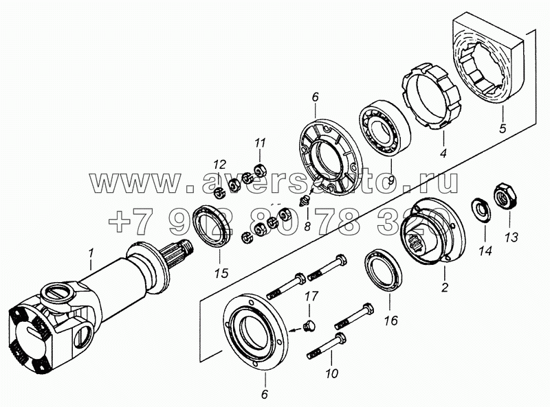 53605-2202011-30 Вал карданный промежуточный с опорой