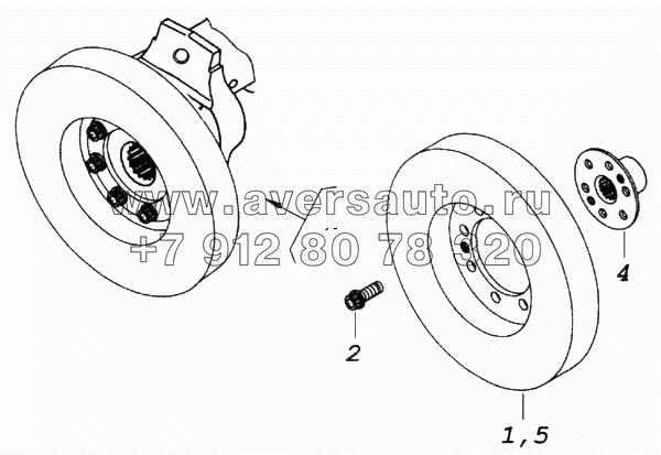 Установка гасителя крутильных колебаний и полумуфты отбора мощности