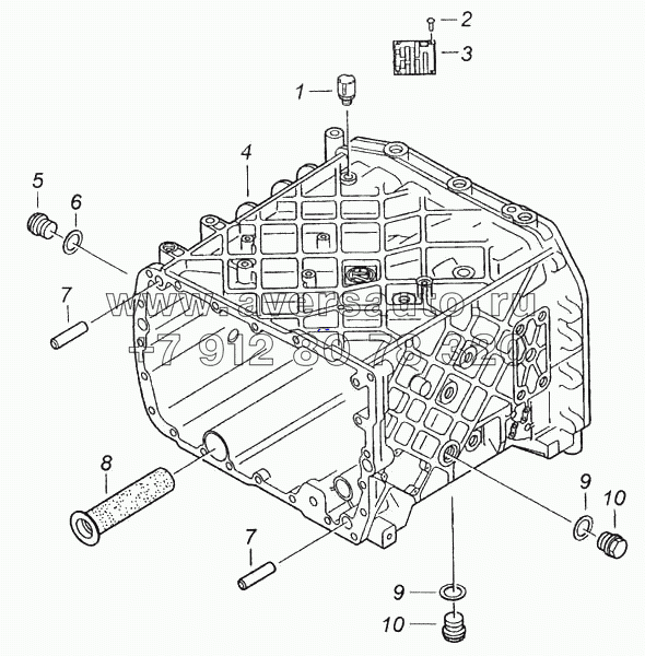 Картер коробки передач с пробками