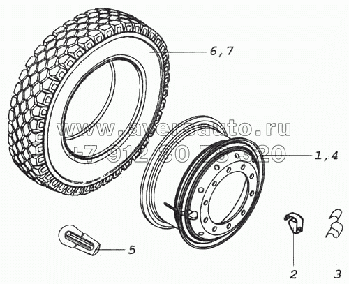 Колесо 9,00x22,5 стальное с шиной