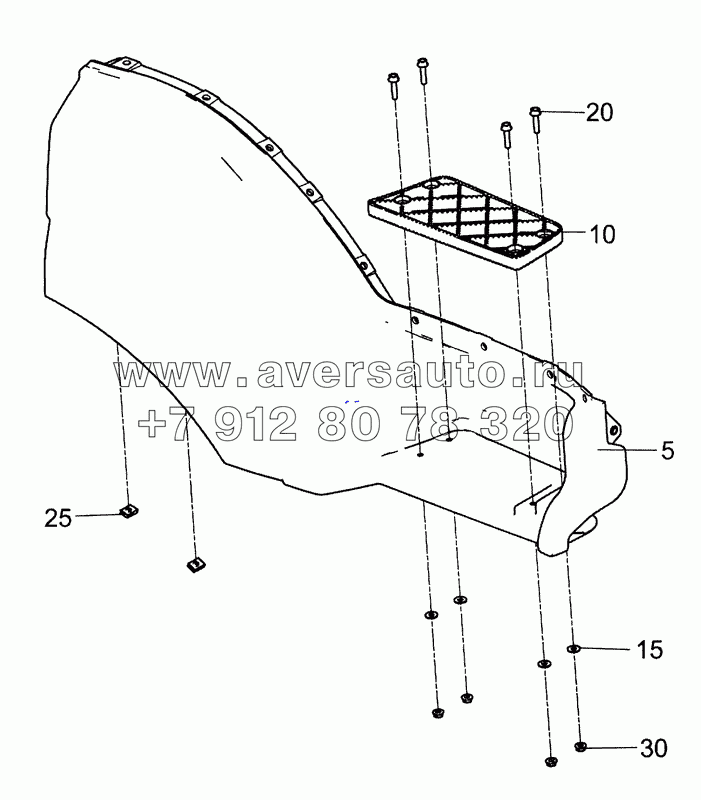 5490-8403012-10 Панель передней части переднего крыла с накладкой подножки правая
