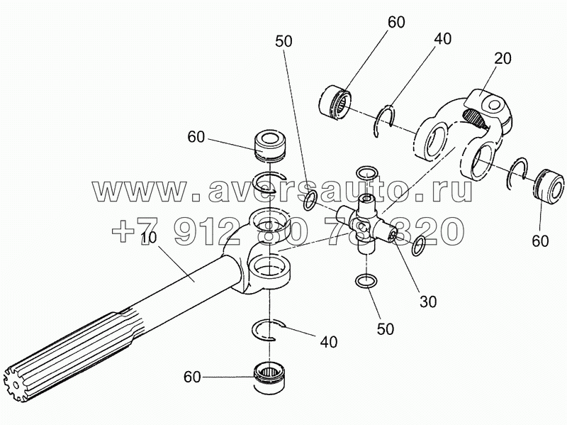 5490-3422030 Шарнир со шлицевым валом