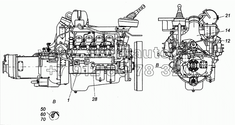 5460-1000251 Агрегат силовой 740.63-400, укомплектованный для установки на автомобиль