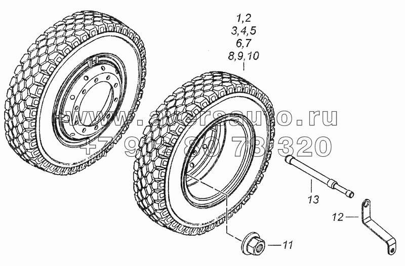 6520-3101003 Установка сдвоенных колес