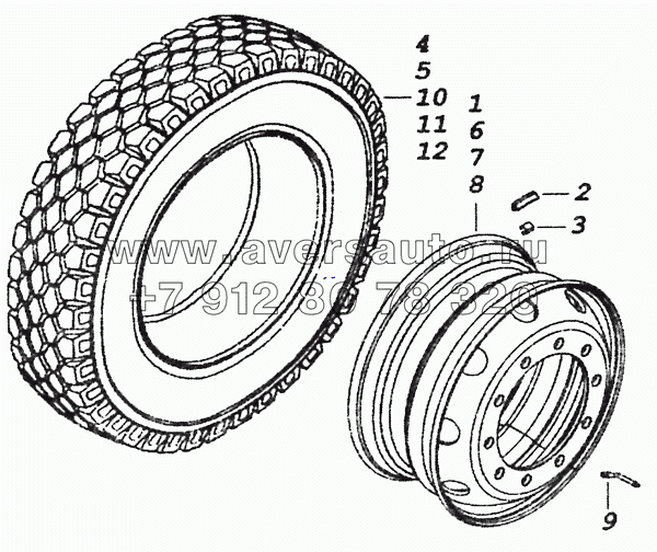 6460-3101011 Колесо 9,00x22,5 стальное с шиной