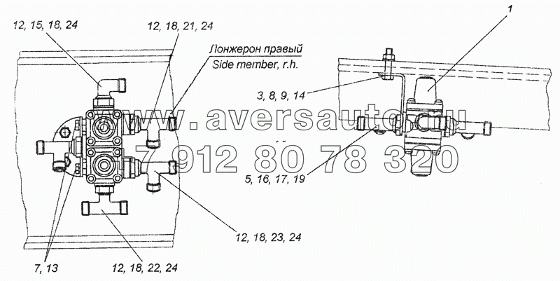 6460-3500015-20 Установка четырехконтурного защитного клапана