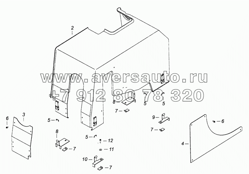 5460-5614200-70 Установка шумоизоляционного экрана над двигателем