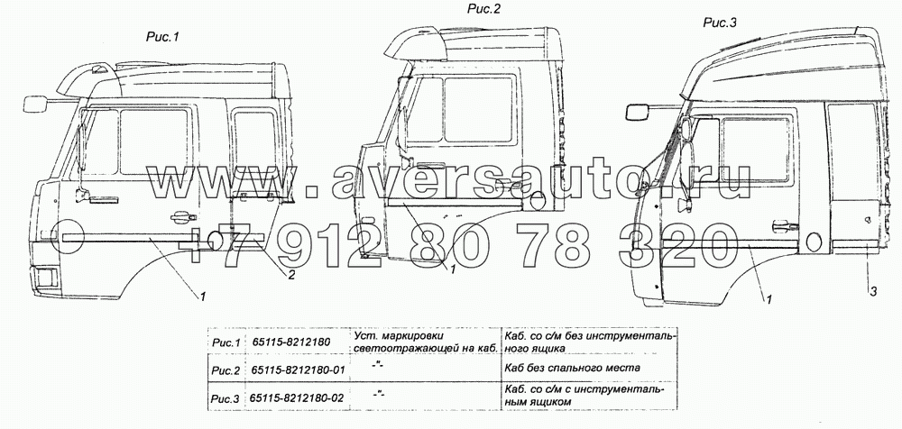 65115-8212180 Установка маркировки светоотражающей на кабине