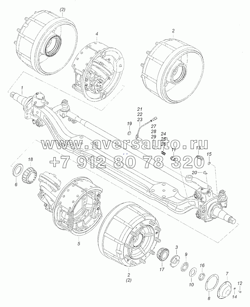 65116-3000012-13 Ось передняя с тормозами