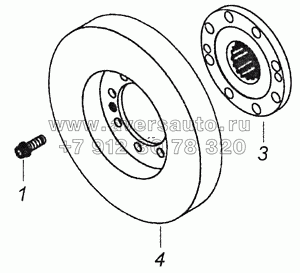 740.21-1005059-10 Установка гасителя крутильных колебаний и полумуфты отбора мощности