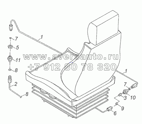 54115-6800900 Схема подключения сидения водителя к пневмосистеме