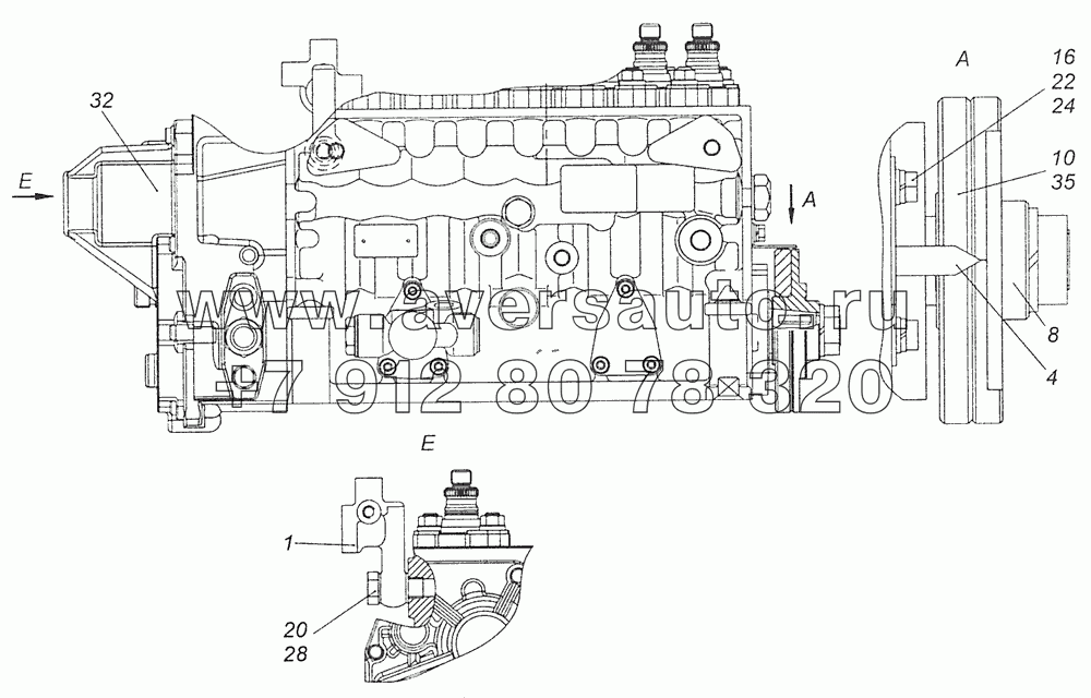 740.63-1111005-94 ТНВД с фланцем и полумуфтой ведомой