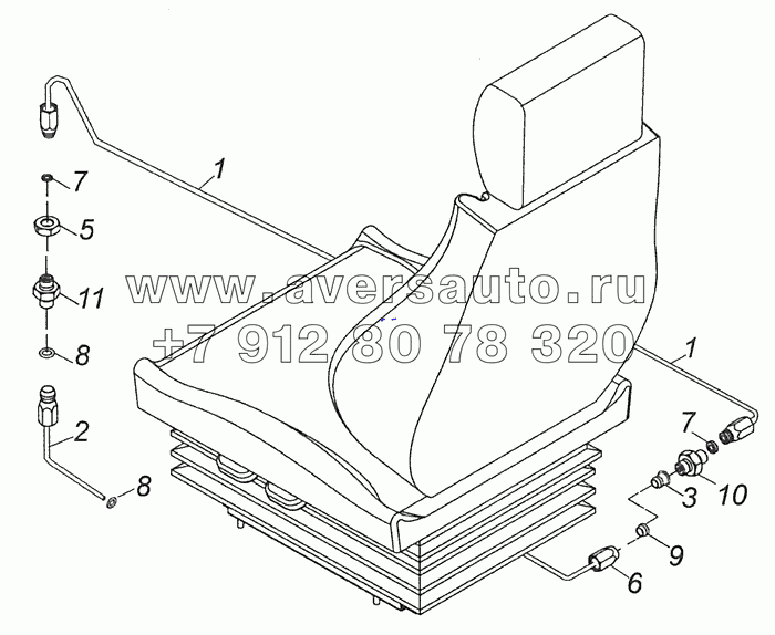 54115-6800900 Схема подключения сидения водителя к пневмосистеме
