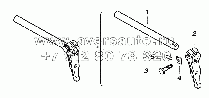 Валик вилки механизма переключения с рычагом