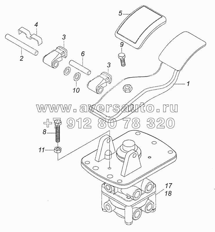 5320-3514108 Кран тормозной двухсекционный с педалью