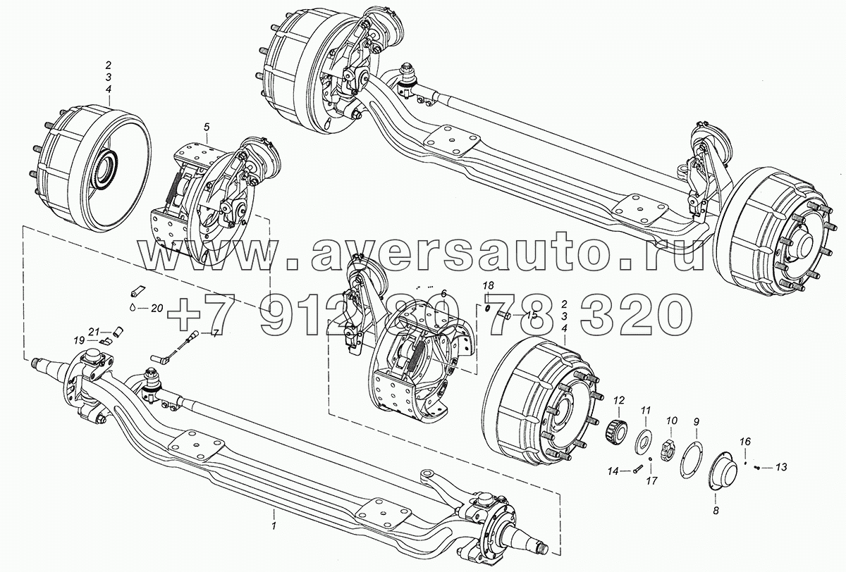 6520-3000012 Ось передняя с тормозами