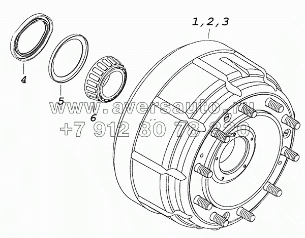 6520-3103009 Ступица переднего колеса с барабаном, подшипником и манжетой