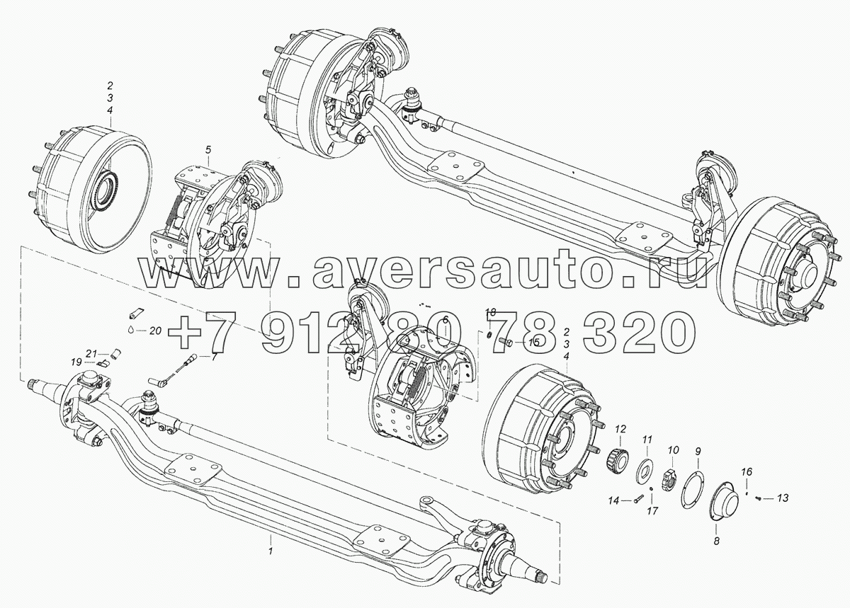 6520-3000012 Ось передняя с тормозами