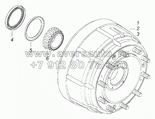 6520-3103009 Ступица переднего колеса с барабаном, подшипником и манжетой