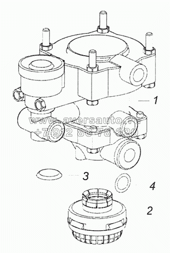 2233-3522010-10 Клапан управления тормозами прицепа с двухпроводным приводом и глушителем