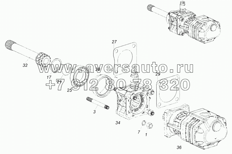 6520-4202005-20 Установка коробки отбора мощности с насосом