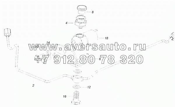 740.70-1022860-10 Клапан с кронштейном, штуцером и трубкой