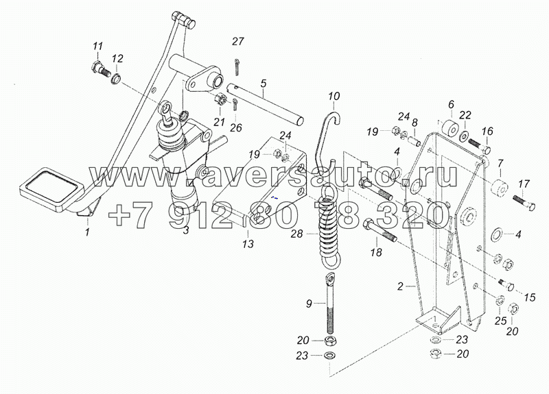 5460-1602008 Педаль сцепления с кронштейном и главным цилиндром