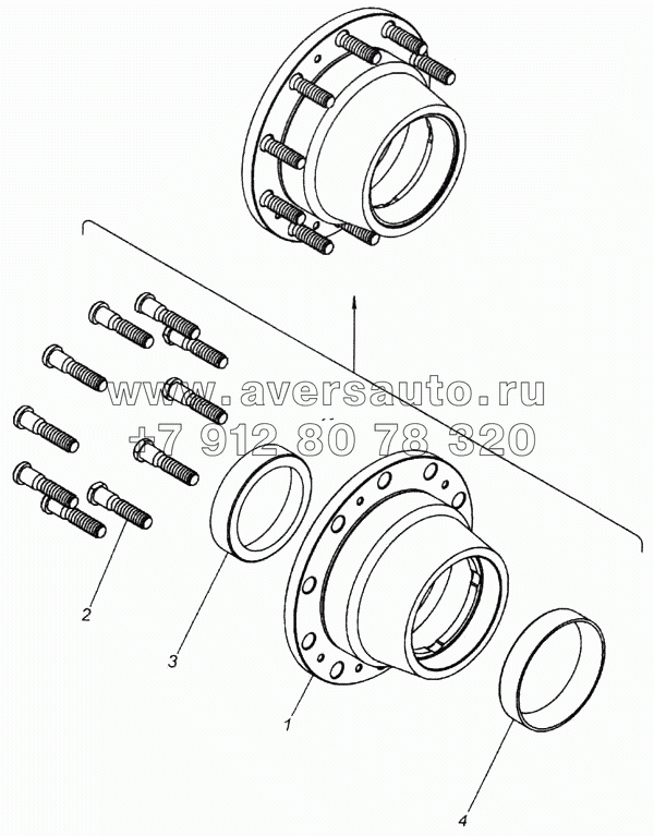 Ступица заднего колеса с болтами