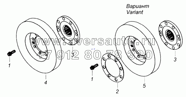 740.21-1005059-10 Установка гасителя крутильных колебаний и полумуфты отбора мощности