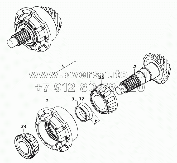 Шестерня ведущая среднего моста