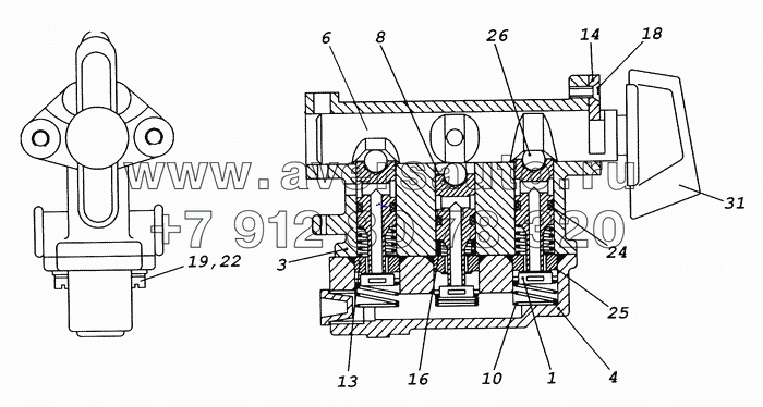 63501-1804010-10 Кран управления раздаточной коробки