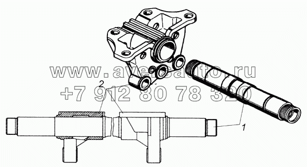 Ось балансирной подвески с кронштейнами в сборе