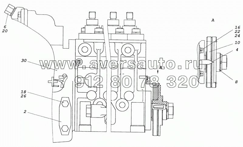 740.31-1111005-90 ТНВД с фланцем и полумуфтой ведомой