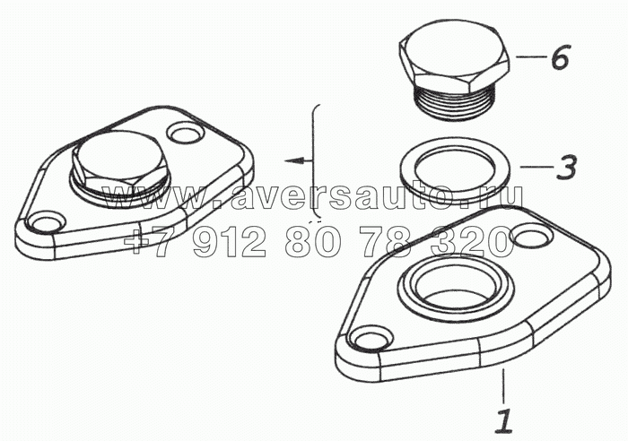740.30-1317570 Фланец крепления датчика включения вентилятора с пробкой